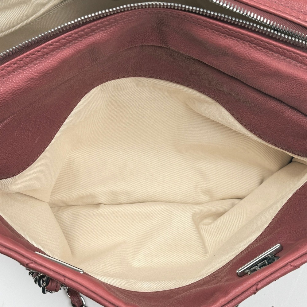 Chanel Bordeaux Red Leather Diamond Stitch CC Logo Chain Bag Silver Hardware - Picture 6 of 10